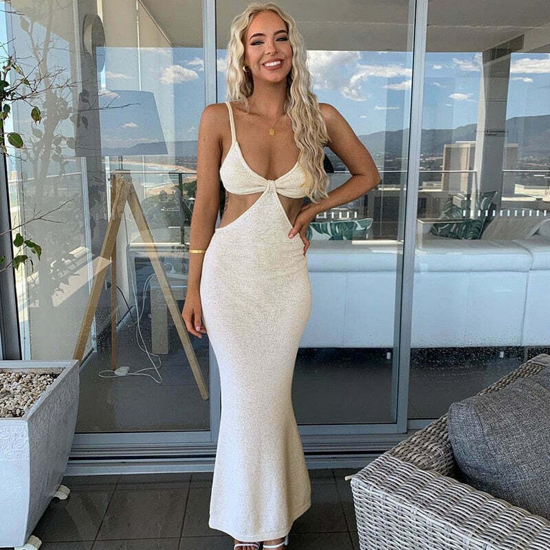 Coquette Aesthetic Claudia Backless Maxi Dress - Y2K Fashion Women's Clothing