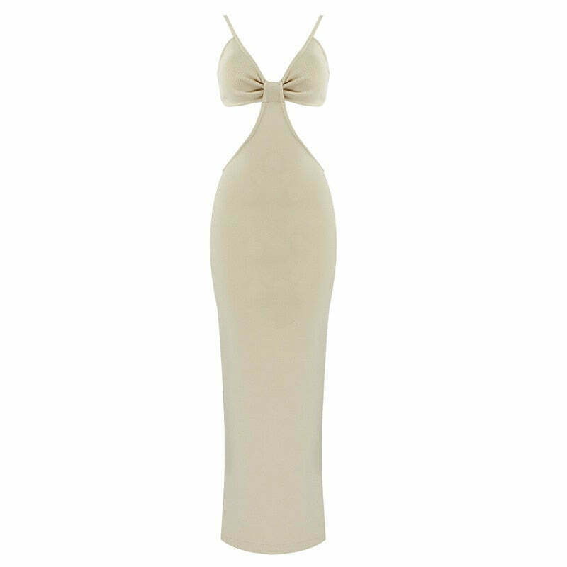 Coquette Aesthetic Claudia Backless Maxi Dress - Y2K Fashion Women's Clothing