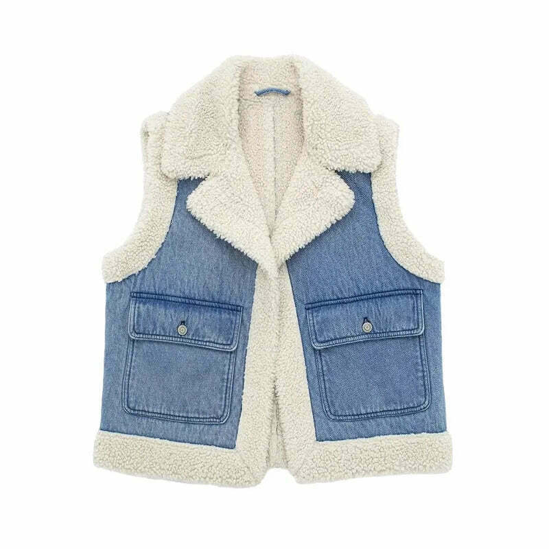 Coquette Aesthetic Cloud Nine Plush Gilet - Y2K Fashion Women's Outerwear