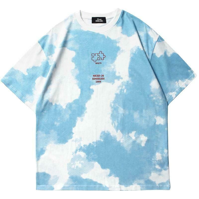 Coquette Aesthetic Cloud Print T-Shirt - Y2K Fashion with Grunge & Pastel Goth Vibes