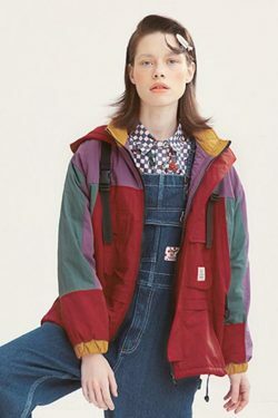 Coquette Aesthetic Color Block Hooded Coat with Patched Pockets