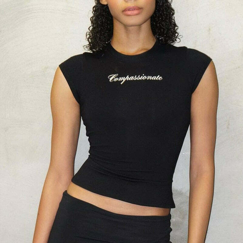 Coquette Aesthetic Compassionate Graphic Top - Y2K Fashion Women's Clothing