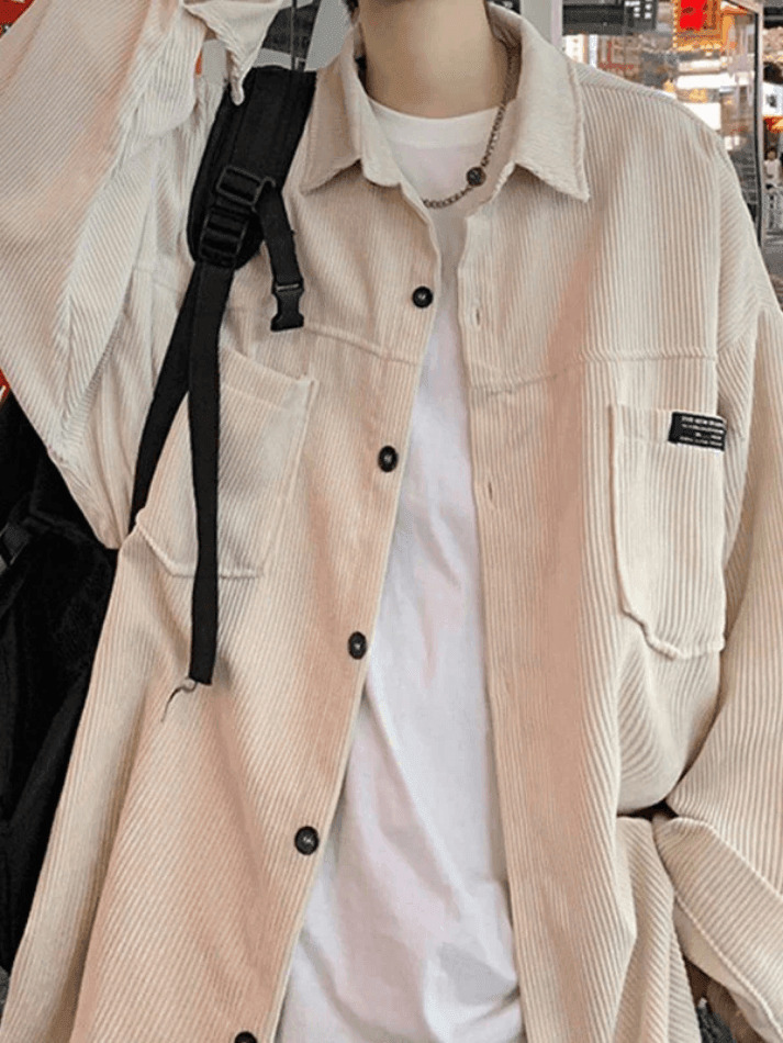 Coquette Aesthetic Corduroy Shirt with Simple Pocket - Women's Y2K Fashion Statement