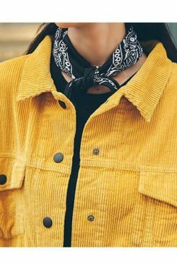 Coquette Aesthetic Corduroy Yellow Jacket - Y2K Fashion Grunge Style Cute Tops Pastel Goth