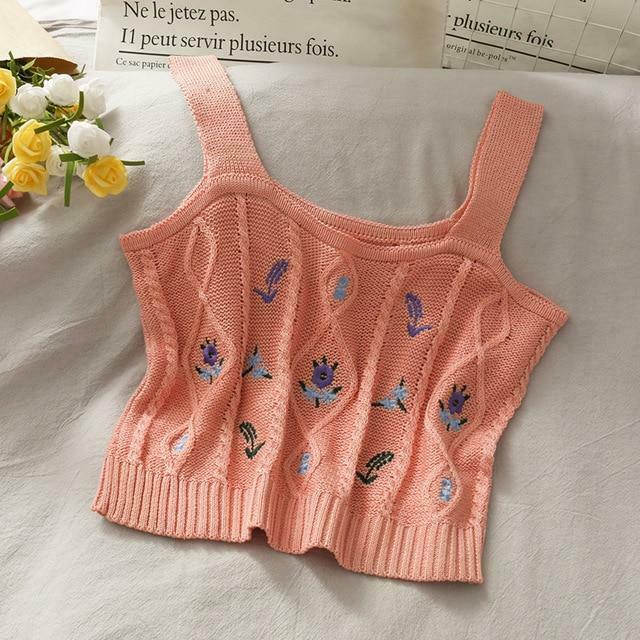 Coquette Aesthetic Cottagecore Knit Tank Top - Y2K Fashion for Women