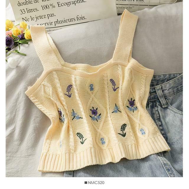 Coquette Aesthetic Cottagecore Knit Tank Top - Y2K Fashion for Women