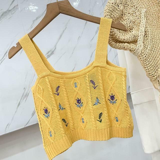 Coquette Aesthetic Cottagecore Knit Tank Top - Y2K Fashion for Women