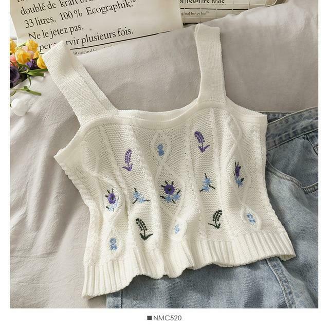 Coquette Aesthetic Cottagecore Knit Tank Top - Y2K Fashion for Women