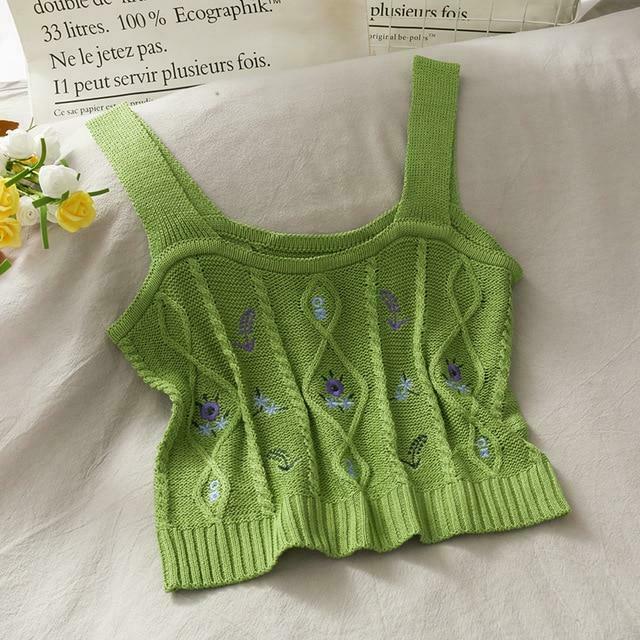 Coquette Aesthetic Cottagecore Knit Tank Top - Y2K Fashion for Women