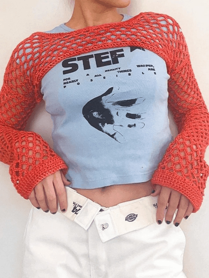 Coquette Aesthetic Crochet Knit Bolero Shrug for Y2K Fashion Enthusiasts