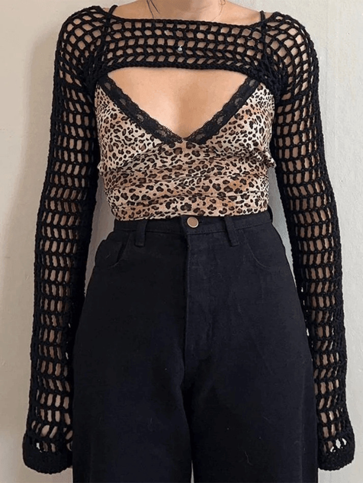 Coquette Aesthetic Crochet Knit Bolero Shrug for Y2K Fashion Enthusiasts