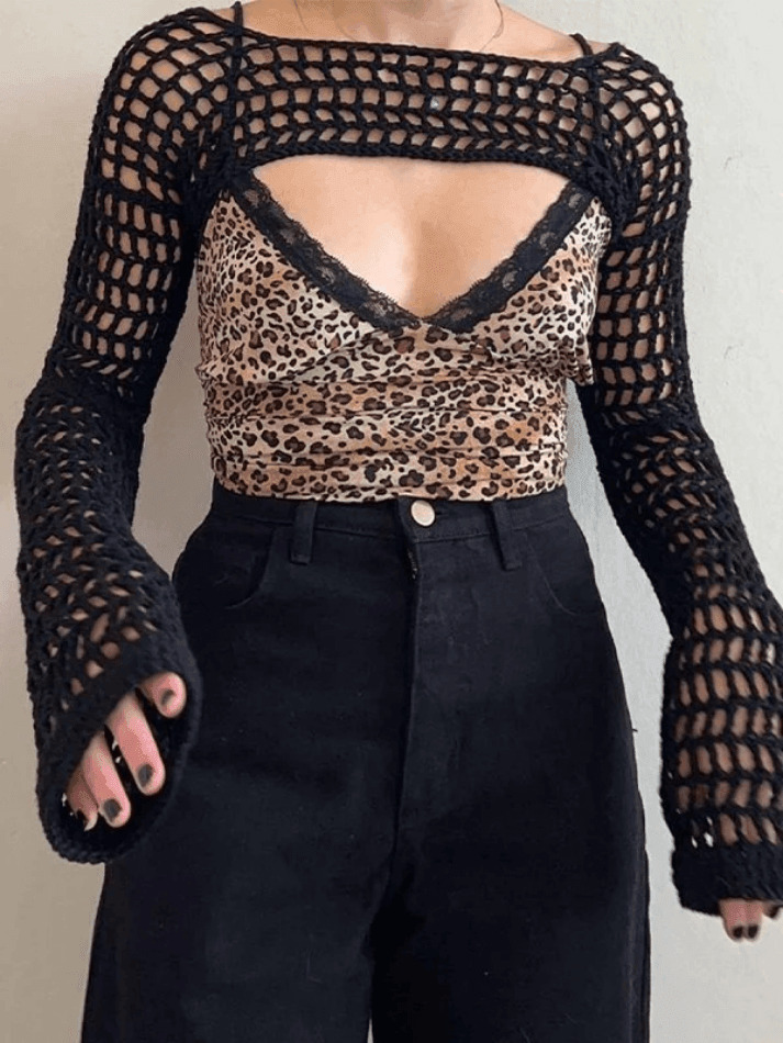 Coquette Aesthetic Crochet Knit Bolero Shrug for Y2K Fashion Enthusiasts