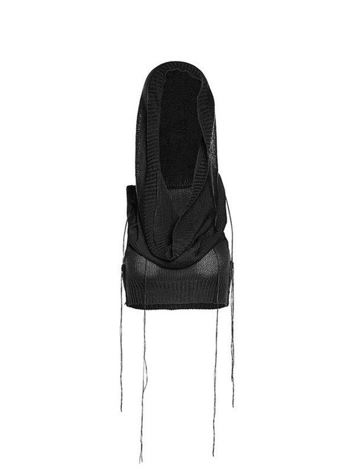 Coquette Aesthetic Crochet Knit Hooded Crop Tank - Y2K Fashion Grunge Style
