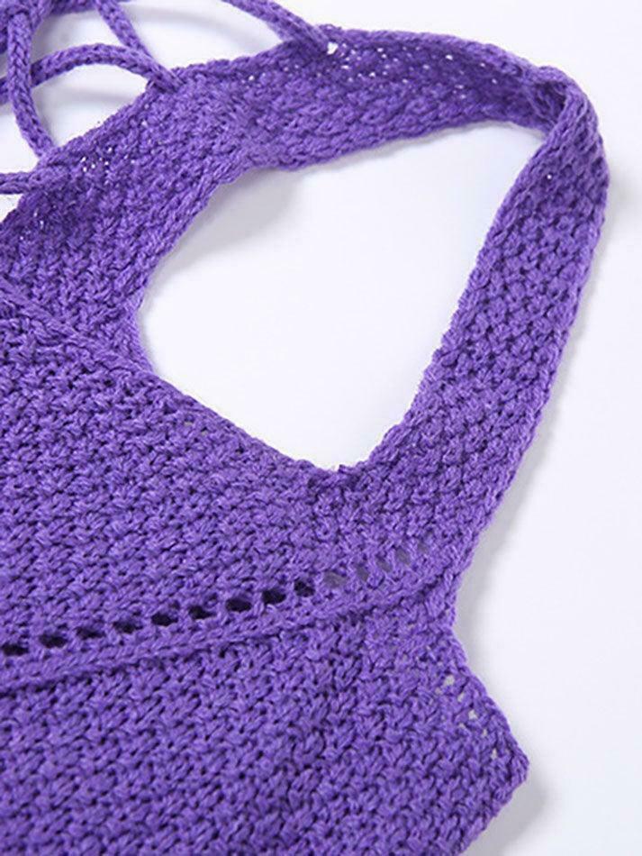 Coquette Aesthetic Crochet Knit Skirt Set for Women - Y2K Fashion Outfit