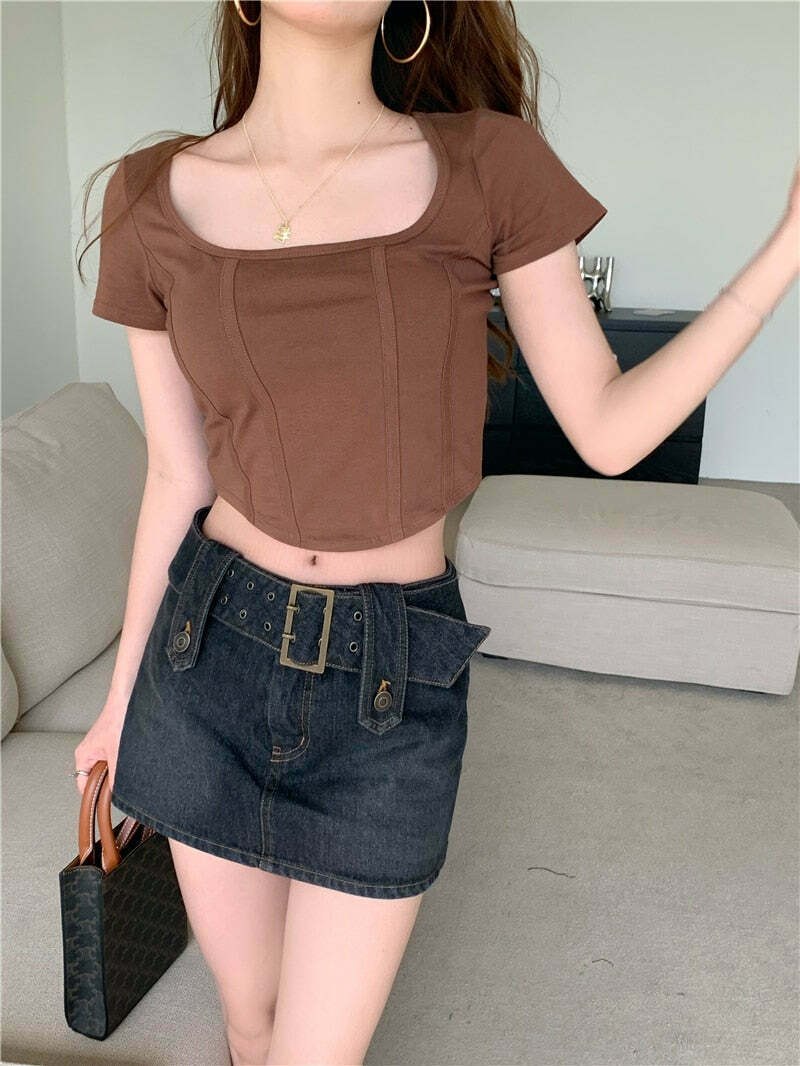 Coquette Aesthetic Crop Top: Y2K Fashion with Grunge & Pastel Goth Vibes