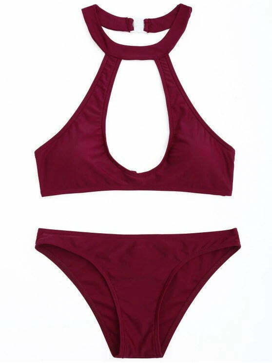Coquette Aesthetic Cutout Halter Bikini Set in Pastel Goth Style