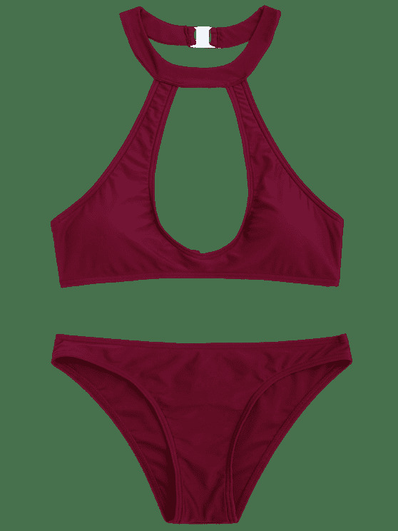 Coquette Aesthetic Cutout Halter Bikini Set in Pastel Goth Style