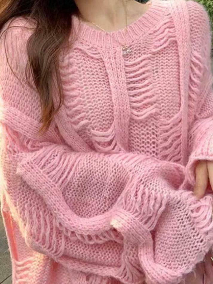 Coquette Aesthetic Cutout Knit Sweater - Y2K Fashion, Grunge Style, Cute Tops