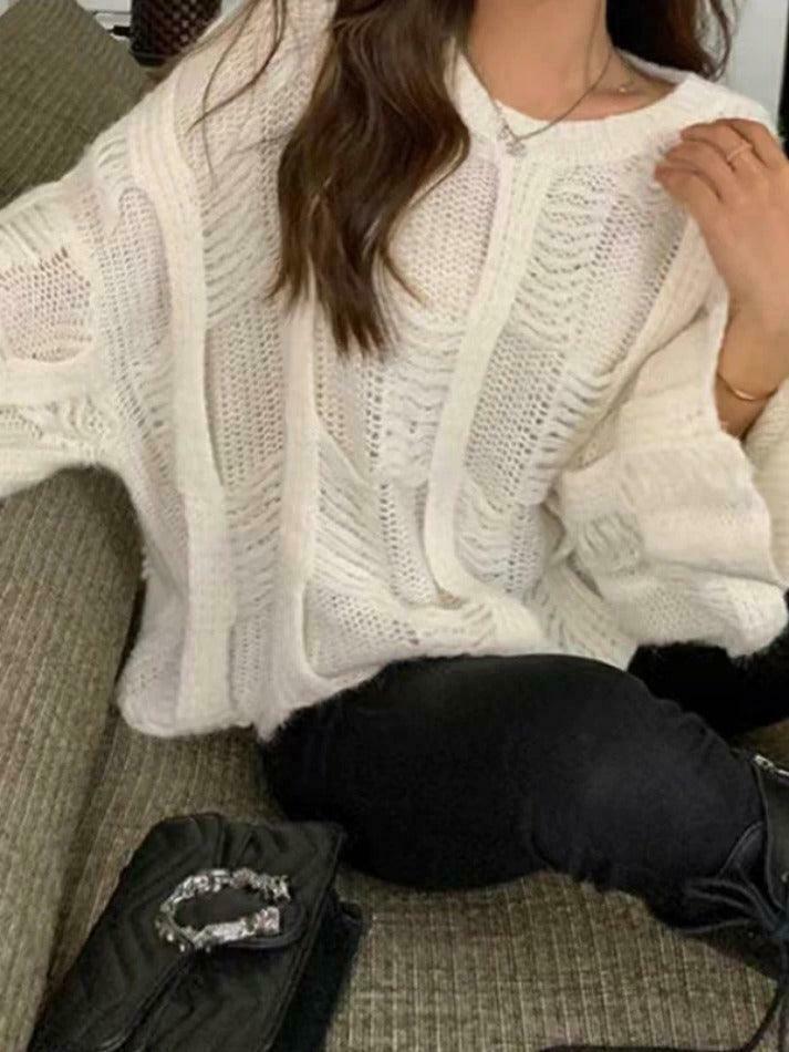 Coquette Aesthetic Cutout Knit Sweater - Y2K Fashion, Grunge Style, Cute Tops