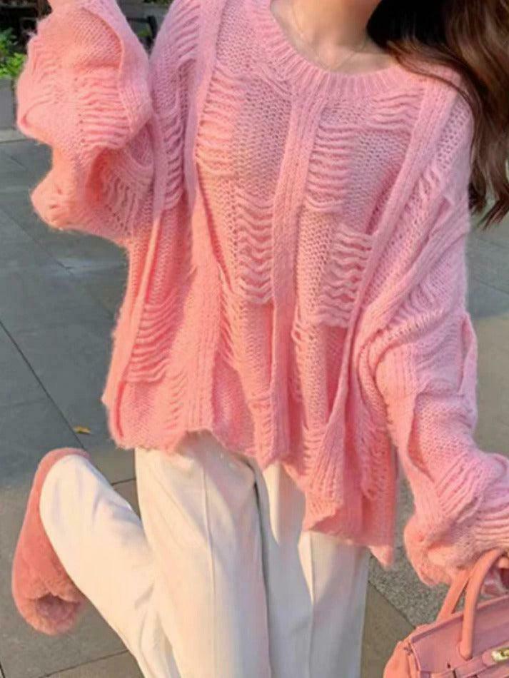 Coquette Aesthetic Cutout Knit Sweater - Y2K Fashion, Grunge Style, Cute Tops