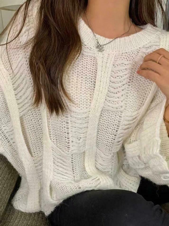 Coquette Aesthetic Cutout Knit Sweater - Y2K Fashion, Grunge Style, Cute Tops