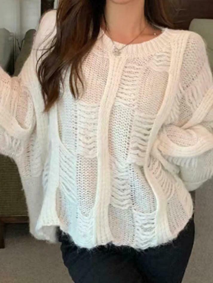 Coquette Aesthetic Cutout Knit Sweater - Y2K Fashion, Grunge Style, Cute Tops