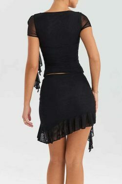 Coquette Aesthetic Dainty Duo Ruffle Chic Matching Set - Y2K Fashion Women's Outfit