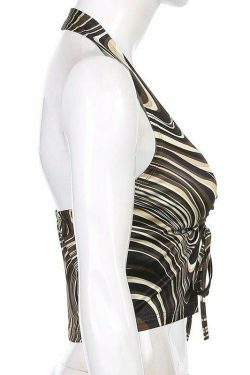 Coquette Aesthetic Daisy Halter Top - Y2K Fashion V-Neck Style