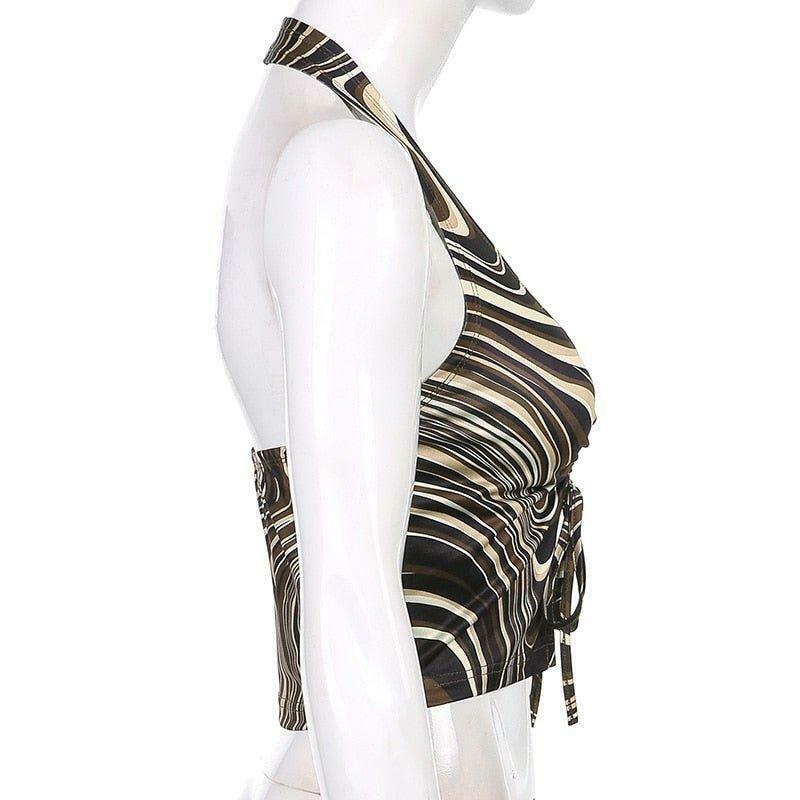 Coquette Aesthetic Daisy Halter Top - Y2K Fashion V-Neck Style