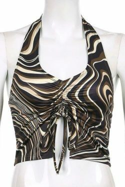 Coquette Aesthetic Daisy Halter Top - Y2K Fashion V-Neck Style