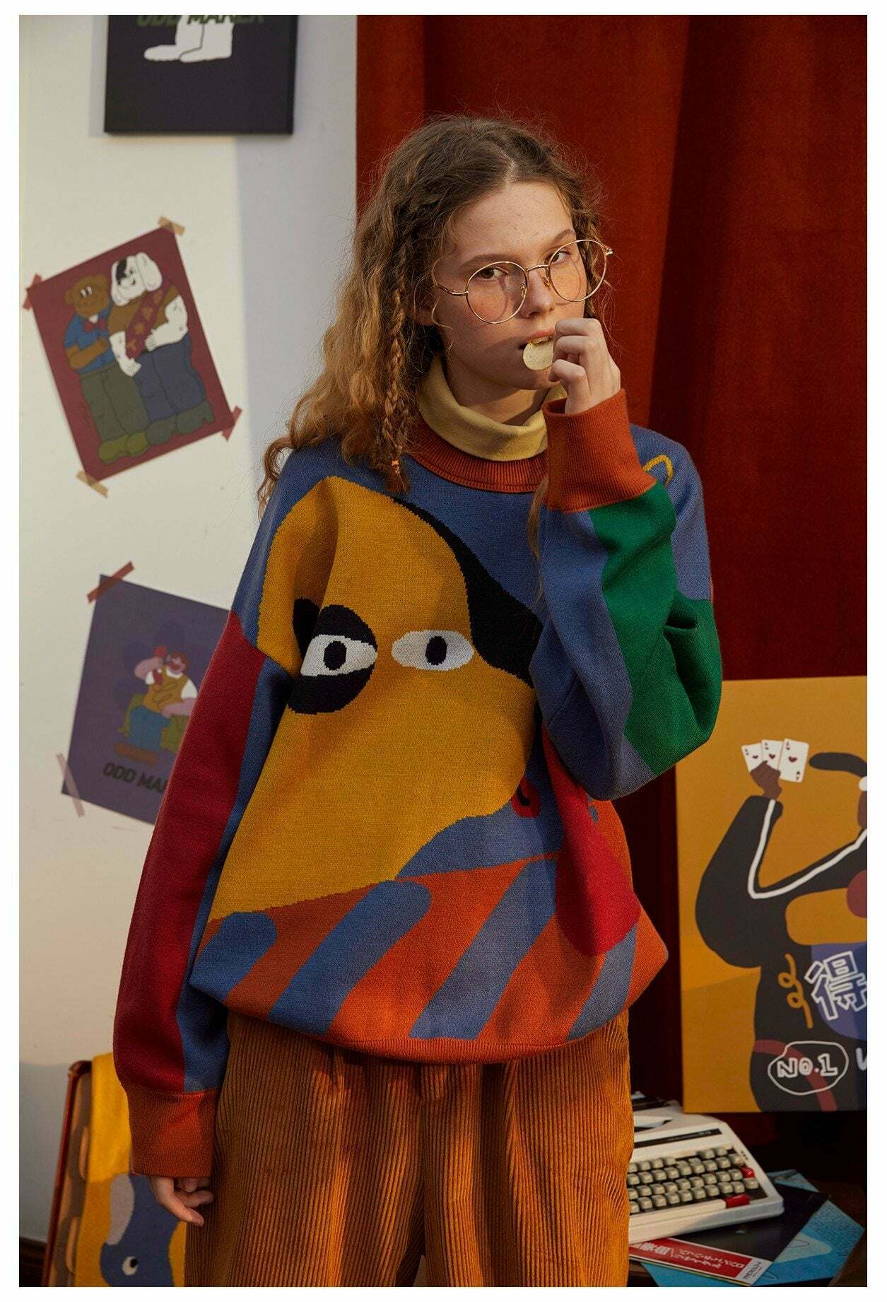 Coquette Aesthetic Doggy Sweater: Y2K Fashion, Grunge Style, Pastel Goth, Cute Tops & Cargo Skirt