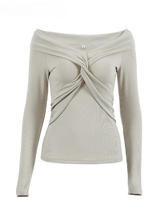 Coquette Aesthetic Draped Slash Neck Tunic - Y2K Fashion Statement Piece