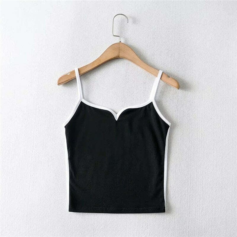 Coquette Aesthetic Ellin Hearted Neckline Cami - Y2K Fashion Grunge Style Cute Tops