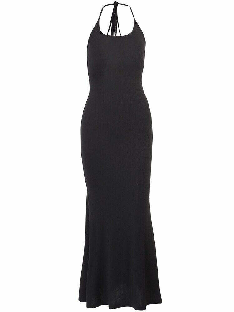 Coquette Aesthetic Emmett Backless Long Dress - Y2K Fashion - Grunge Style with Old Money Elegance