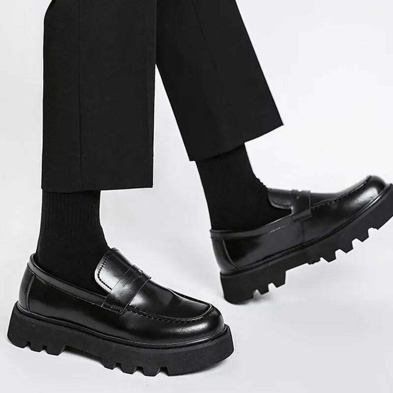 Coquette Aesthetic Faux Leather Chunky Sole Loafers - Y2K Fashion Women's Footwear