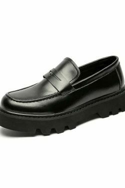 Coquette Aesthetic Faux Leather Chunky Sole Loafers - Y2K Fashion Women's Footwear