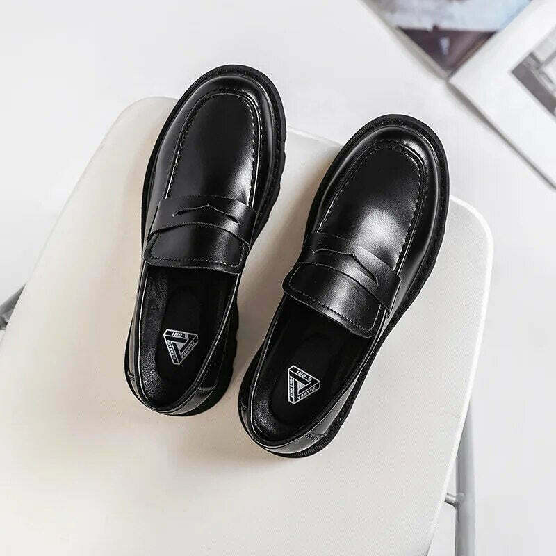 Coquette Aesthetic Faux Leather Chunky Sole Loafers - Y2K Fashion Women's Footwear