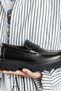 Coquette Aesthetic Faux Leather Chunky Sole Loafers - Y2K Fashion Women's Footwear