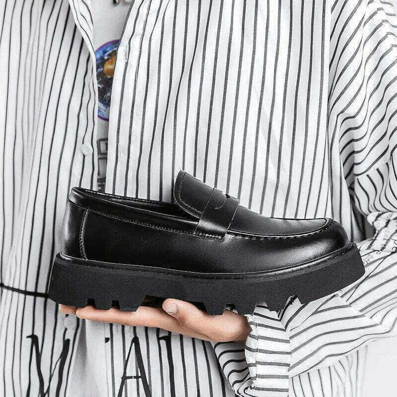 Coquette Aesthetic Faux Leather Chunky Sole Loafers - Y2K Fashion Women's Footwear