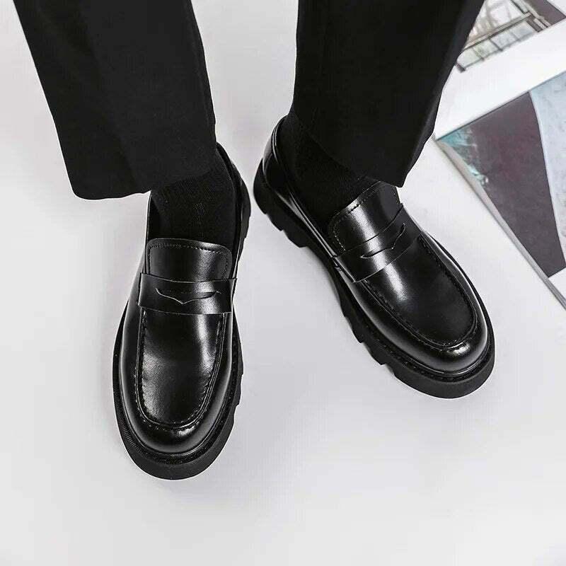 Coquette Aesthetic Faux Leather Chunky Sole Loafers - Y2K Fashion Women's Footwear