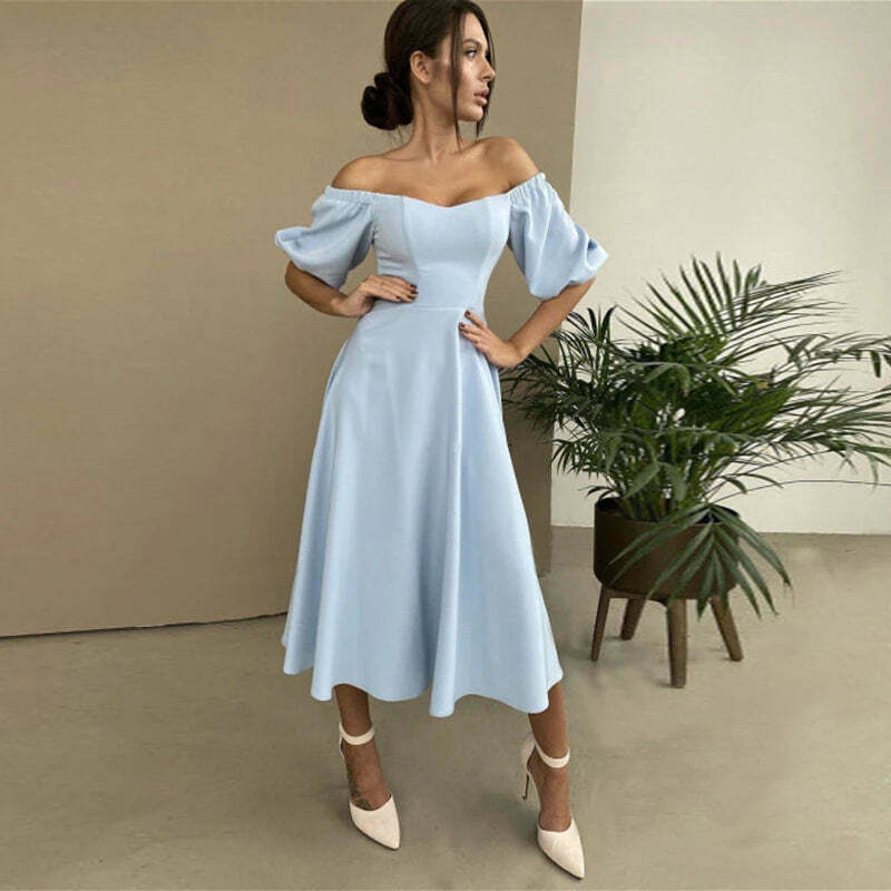 Coquette Aesthetic Felix Puff Sleeves Dress - Y2K Fashion Women's Clothing