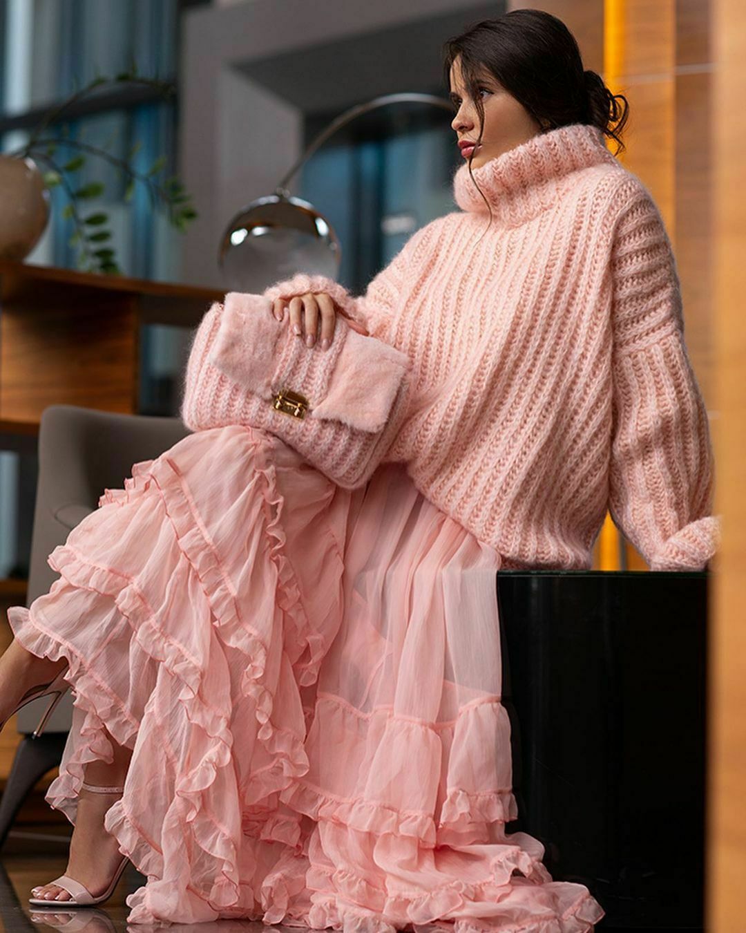Coquette Aesthetic Fluffy Long-Sleeved Sweater for Y2K Fashion Enthusiasts