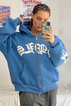 Coquette Aesthetic Foam Zipper Hoodie - Y2K Fashion Women's Grunge Style Cute Tops