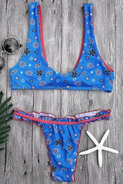 Coquette Aesthetic Frilled Scoop Bikini Set in Y2K Fashion Style
