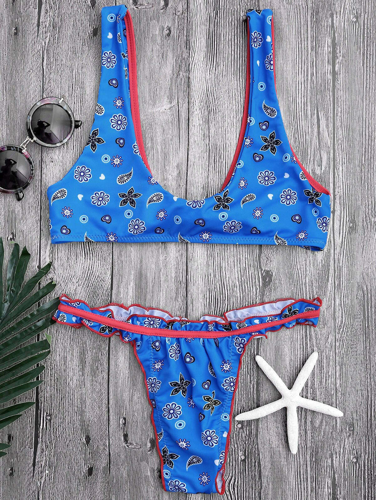 Coquette Aesthetic Frilled Scoop Bikini Set in Y2K Fashion Style