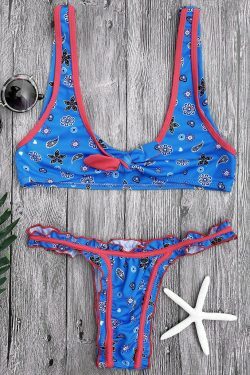 Coquette Aesthetic Frilled Scoop Bikini Set in Y2K Fashion Style