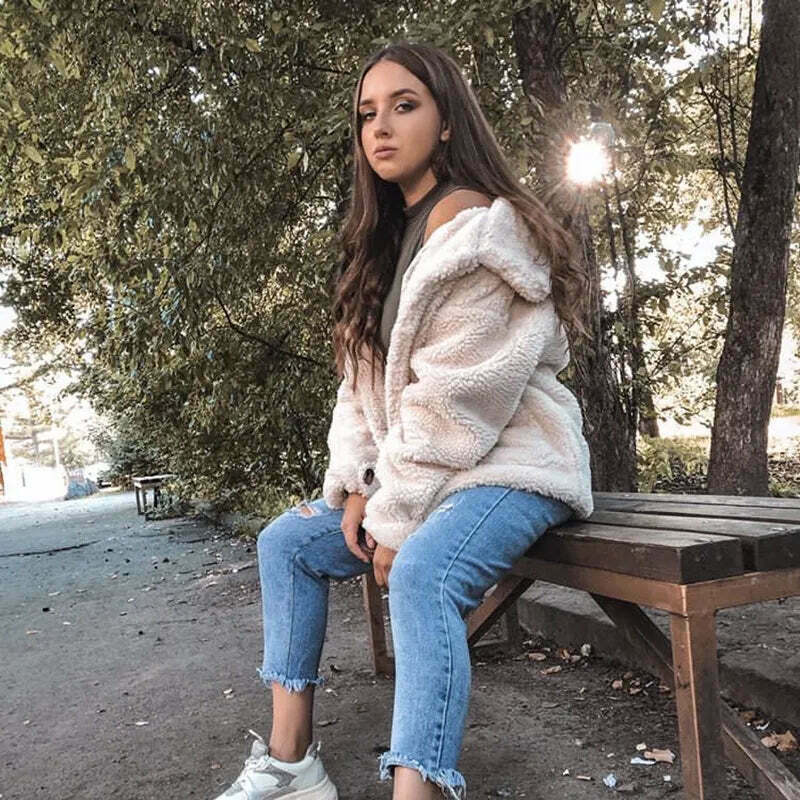 Coquette Aesthetic Fur Overcoat for Women - Y2K Fashion Statement Piece