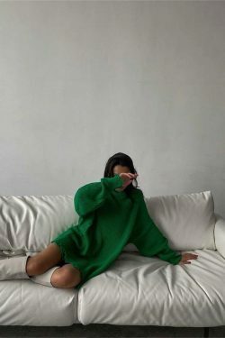 Coquette Aesthetic Fuzzy Knit Sweater Dress - Y2K Fashion for Women