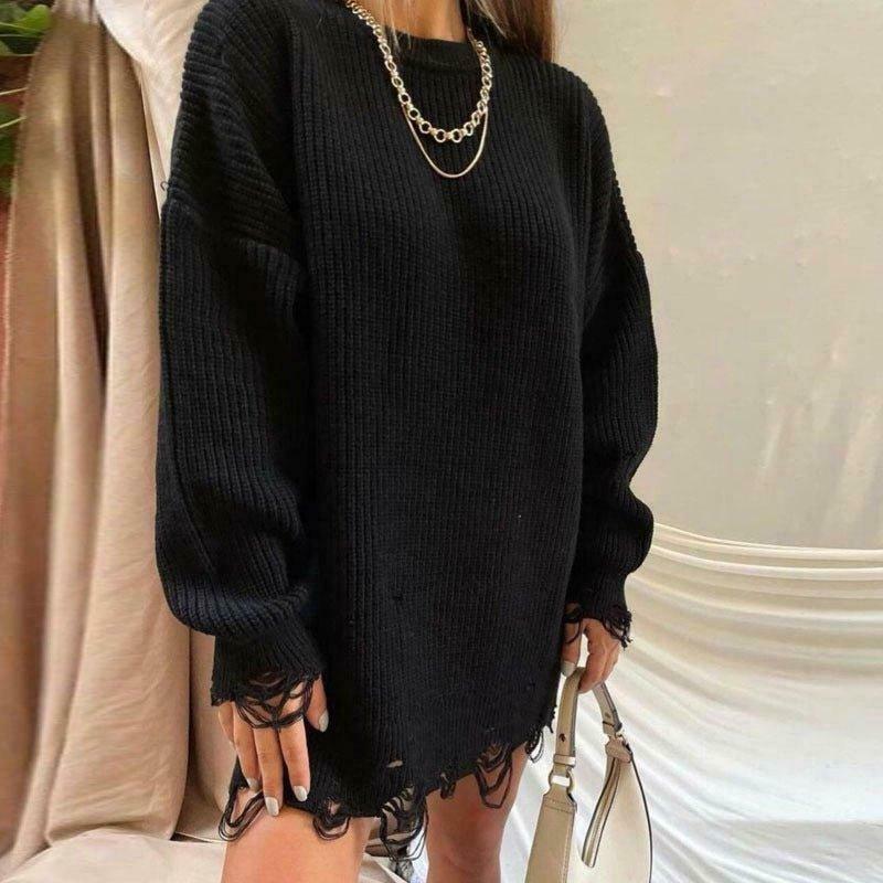 Coquette Aesthetic Fuzzy Knit Sweater Dress - Y2K Fashion for Women