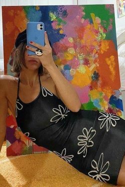 Coquette Aesthetic Gemma Backless Halter Dress - Y2K Fashion Statement for Women